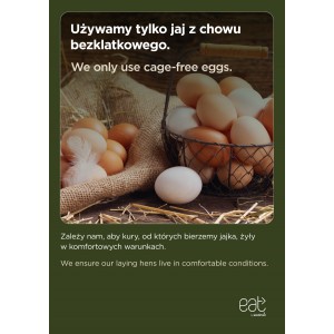 Plakat A4 Używamy tylko jaj z chowu bezklatkowego