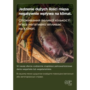 Plakat A1 Jedzenie dużych ilości mięsa negatywnie wpływa na klimat UA