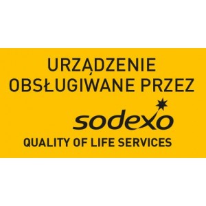 Naklejka urz. obsługiwane przez ... żółta