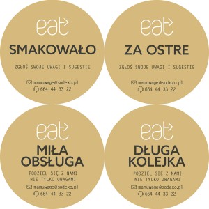 Naklejki smakowało/ za ostre / miła obsługa/ długa kolejka/ eat