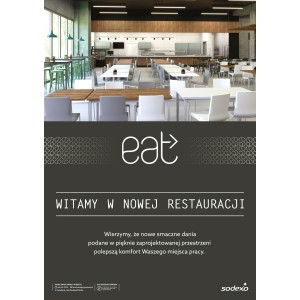 Plakat A1 "Witamy w nowej restauracji lokal" eat